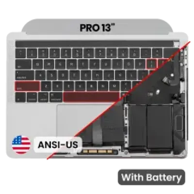 Топкейс з акумулятором та клавіатурою (ANSI US) для MacBook Pro 13" A1989 (2018-2019) (Used OEM Pull: Grade A) (Silver)