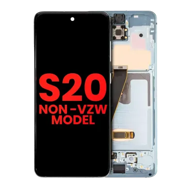 OLED Assembly With Frame For Samsung Galaxy S20 5G (Non-Verizon 5G UW Frame) (Aftermarket Plus) (Cloud Blue)