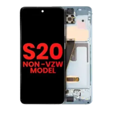 Дисплейний модуль (OLED) з рамкою для Samsung Galaxy S20 5G (Non-Verizon 5G UW Frame) (Aftermarket Plus) (Cloud Blue)