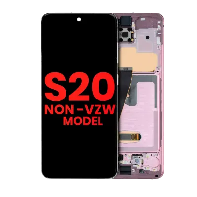 Дисплейний модуль (OLED) з рамкою для Samsung Galaxy S20 5G (Non-Verizon 5G UW Frame) (Aftermarket Plus) (Cloud Pink)