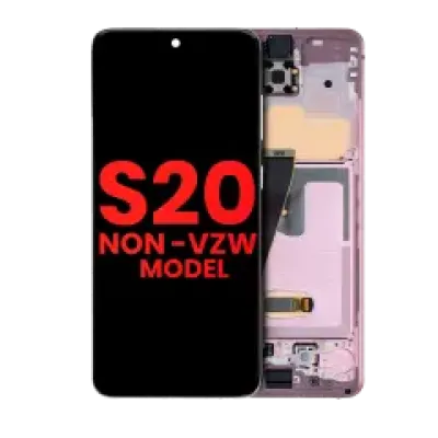 Дисплейний модуль (OLED) з рамкою для Samsung Galaxy S20 5G (Non-Verizon 5G UW Frame) (Aftermarket Plus) (Cloud Pink)