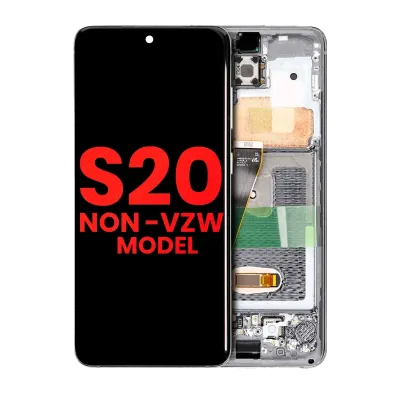 OLED Assembly With Frame For Samsung Galaxy S20 5G (Non-Verizon 5G UW Frame) (Aftermarket Plus) (Cloud White)