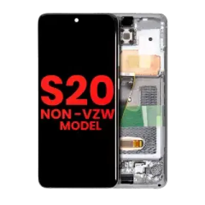 Дисплейний модуль (OLED) з рамкою для Samsung Galaxy S20 5G (Non-Verizon 5G UW Frame) (Aftermarket Plus) (Cloud White)