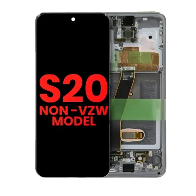 Дисплейний модуль (OLED) з рамкою для Samsung Galaxy S20 5G (Non-Verizon 5G UW Frame) (Aftermarket Plus) (Cosmic Gray)