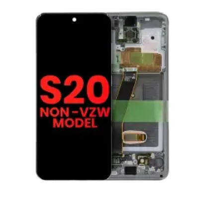 Дисплейний модуль (OLED) з рамкою для Samsung Galaxy S20 5G (Non-Verizon 5G UW Frame) (Aftermarket Plus) (Cosmic Gray)