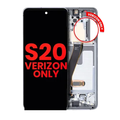 Дисплейний модуль (OLED) з рамкою для Samsung Galaxy S20 5G (Verizon 5G UW Frame Only) (Aftermarket Plus) (Cloud White)