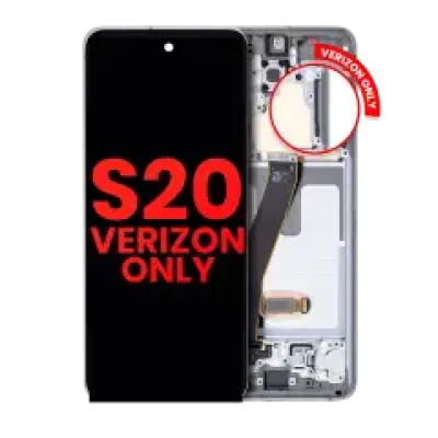 Дисплейний модуль (OLED) з рамкою для Samsung Galaxy S20 5G (Verizon 5G UW Frame Only) (Aftermarket Plus) (Cloud White)
