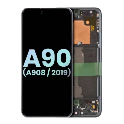 Дисплейний модуль (OLED) з рамкою для Samsung Galaxy A90 5G (A908 / 2019) (Service Pack) (чорний)