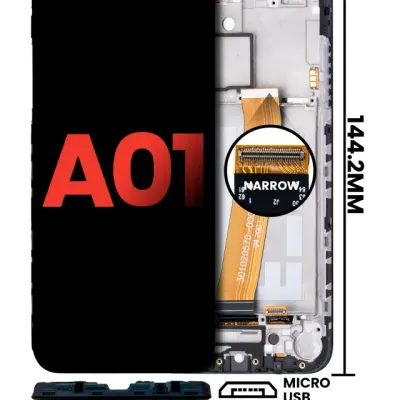 Дисплейний модуль (LCD) з рамкою для Samsung Galaxy A01 (Global Model) (Micro USB Frame) (Aftermarket Plus: Incell) (всі кольори)