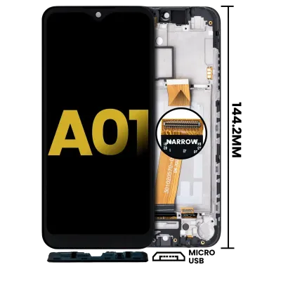 Дисплейний модуль (LCD) з рамкою для Samsung Galaxy A01 (Global Model) (Micro USB Frame) (Refurbished) (всі кольори)