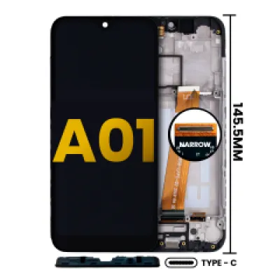 Дисплейний модуль (LCD) з рамкою для Samsung Galaxy A01 (US Model) (TYPE-C Frame) (Refurbished) (всі кольори)