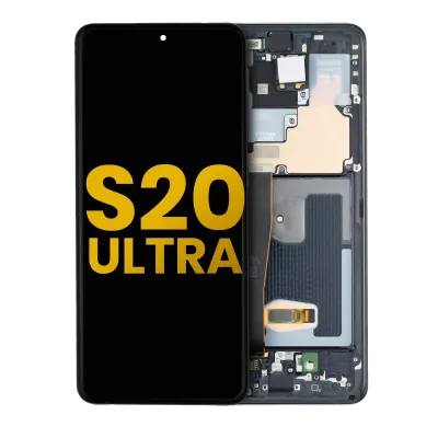 Дисплейний модуль (OLED) з рамкою для Samsung Galaxy S20 Ultra 5G (Refurbished) (Cosmic Black)