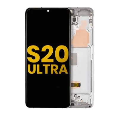 Дисплейний модуль (OLED) з рамкою для Samsung Galaxy S20 Ultra 5G (Refurbished) (Cloud White)