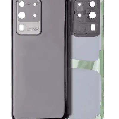 Задня кришка зі склом камери для Samsung Galaxy S20 Ultra 5G (No Logo) (Aftermarket Plus) (Cosmic Black)