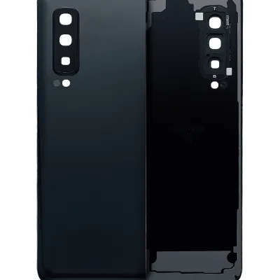 Back Cover Glass With Camera Lens For Samsung Galaxy Fold 4G (F900) (Aftermarket Plus) (Cosmos Black)