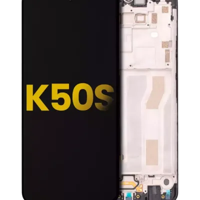 Дисплейний модуль (LCD) з рамкою для LG K50s (Refurbished) (чорний)