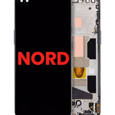 Дисплейний модуль (OLED) з рамкою для OnePlus Nord (Aftermarket Plus) (Gray Onyx)