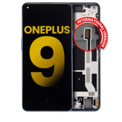Дисплейний модуль (OLED) з рамкою для OnePlus 9 (International Version) (Refurbished) (Arctic Sky)
