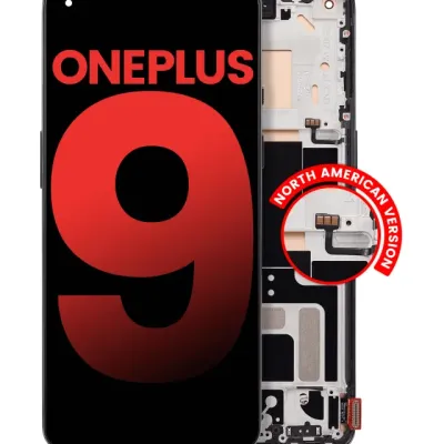 Дисплейний модуль (OLED) з рамкою для OnePlus 9 (US Version) (Aftermarket Plus) (Astral Black)
