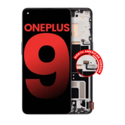 Дисплейний модуль (OLED) з рамкою для OnePlus 9 (US Version) (Aftermarket Plus) (Astral Black)
