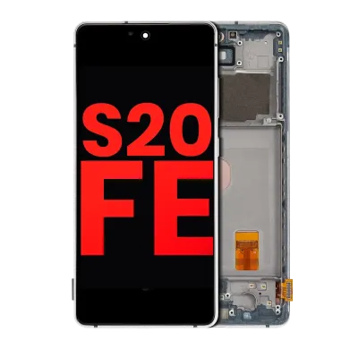 Дисплейний модуль (OLED) з рамкою для Samsung Galaxy S20 FE 4G / 5G (Aftermarket Plus) (Cloud White)