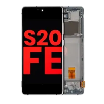 Дисплейний модуль (OLED) з рамкою для Samsung Galaxy S20 FE 4G / 5G (Aftermarket Plus) (Cloud White)