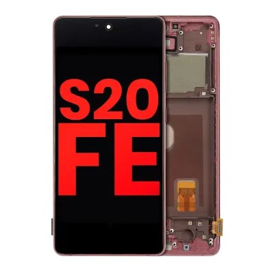 Дисплейний модуль (OLED) з рамкою для Samsung Galaxy S20 FE 4G / 5G (Aftermarket Plus) (Cloud Red)