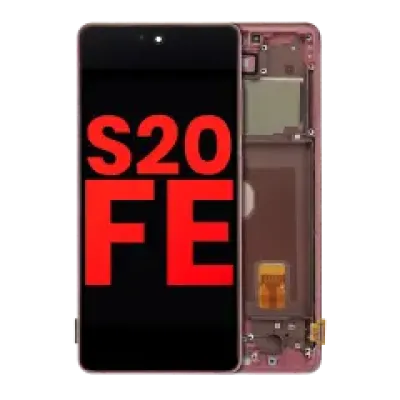Дисплейний модуль (OLED) з рамкою для Samsung Galaxy S20 FE 4G / 5G (Aftermarket Plus) (Cloud Red)