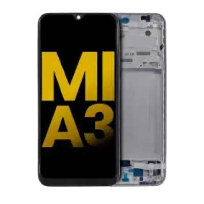 Дисплейний модуль (OLED) з рамкою для Xiaomi Mi A3 (Refurbished) (сріблястий)