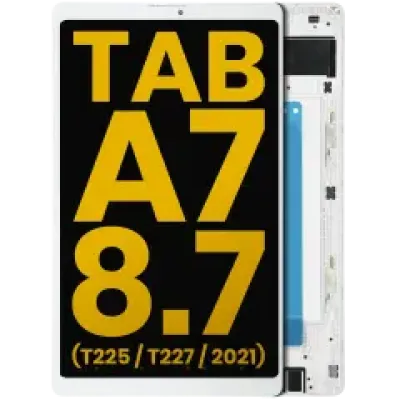 Дисплейний модуль для Samsung Galaxy Tab A7 Lite 8.7" (T225 / T227) (2021) (Cellular версія) з рамкою (Refurbished) (білий)