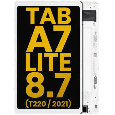 Дисплейний модуль для Samsung Galaxy Tab A7 Lite 8.7" (2021) (T220) (WiFi версія) з рамкою (Refurbished) (білий)