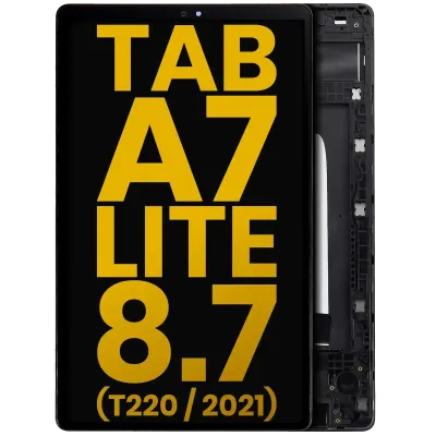 Дисплейний модуль для Samsung Galaxy Tab A7 Lite 8.7" (T220) (2021) (WiFi версія) з рамкою (Refurbished) (чорний)