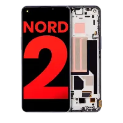Дисплейний модуль (OLED) з рамкою для OnePlus Nord 2 5G (Aftermarket Plus) (Gray Sierra)