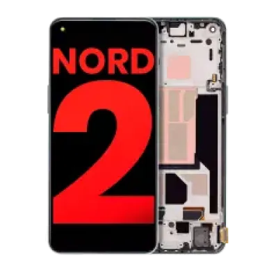 Дисплейний модуль (OLED) з рамкою для OnePlus Nord 2 5G (Aftermarket Plus) (Blue Haze)