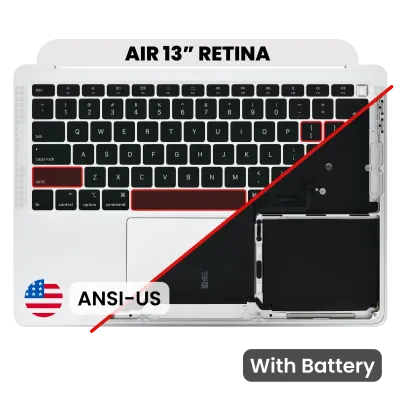 Top Case with Battery and Keyboard (ANSI US) For MacBook Air 13" A2179 (2020) (Used OEM Pull: Grade B/C) (Silver)