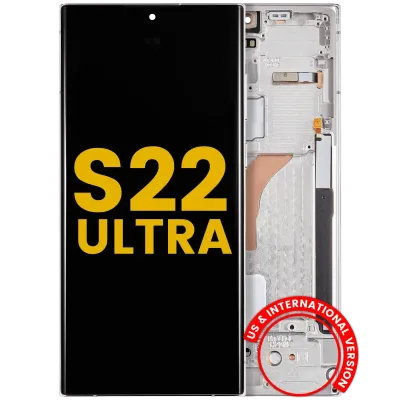 Дисплейний модуль для Samsung Galaxy S22 Ultra 5G (US & International версія) з рамкою (Refurbished) (Phantom White)