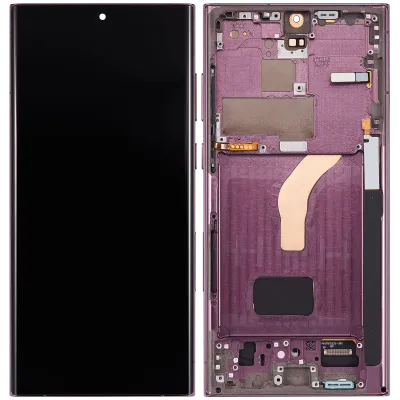 Дисплейний модуль для Samsung Galaxy S22 Ultra 5G (US & International версія) з рамкою (Refurbished) (Burgundy)