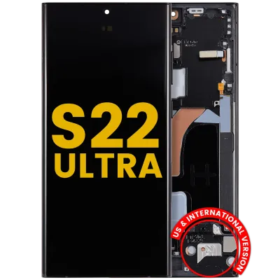 Дисплейний модуль для Samsung Galaxy S22 Ultra 5G (US & International версія) з рамкою (Refurbished) (Graphite / червоний / Sky Blue)