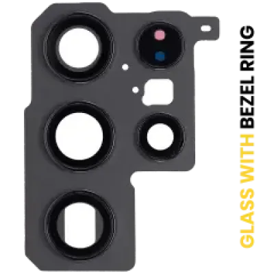 Скло камери з рамкою для Samsung Galaxy S22 Ultra (Phantom Black)