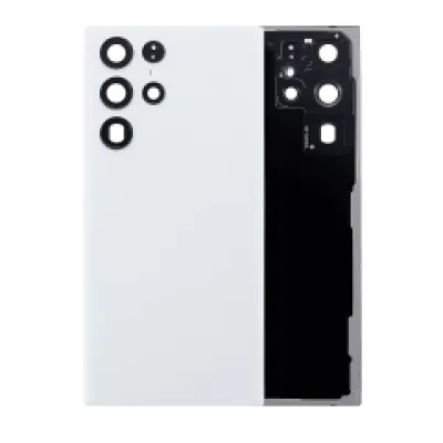 Заднє скло з камерою для Samsung Galaxy S22 Ultra 5G (No Logo) (Aftermarket Plus) (White)