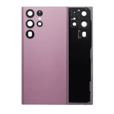 Заднє скло з камерою для Samsung Galaxy S22 Ultra 5G (No Logo) (Aftermarket Plus) (Burgundy)
