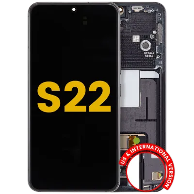 Дисплейний модуль (OLED) з рамкою для Samsung Galaxy S22 5G (US & International Version) (Refurbished) (Phantom Black)