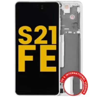 Дисплейний модуль (OLED) з рамкою для Samsung Galaxy S21 FE 5G (US & International) (Refurbished) (білий)