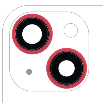 Back Camera Lens With Bracket & Bezel For iPhone 13 / 13 Mini (2 Piece Set) (Real Sapphire) (Premium) (Red)