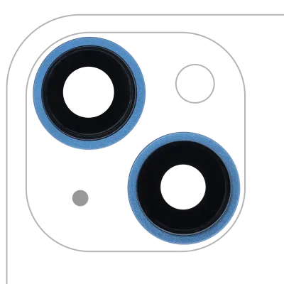 Back Camera Lens With Bracket & Bezel For iPhone 13 / 13 Mini (2 Piece Set) (Real Sapphire) (Premium) (Blue)