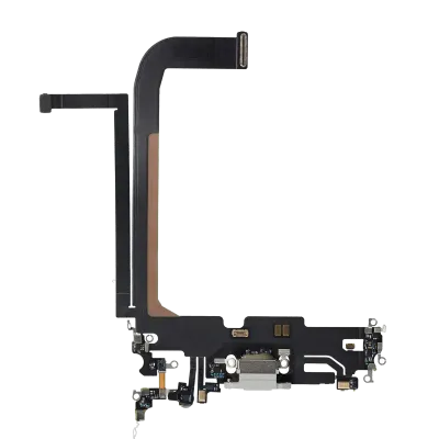 Charging Port Flex Cable For iPhone 13 Pro Max (Used OEM Pull) (Silver)