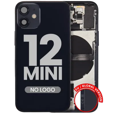 Заднє скло з дрібними деталями для iPhone 12 Mini (EU / Global Version) (Aftermarket Plus) (чорний)