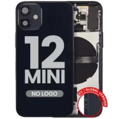 Заднє скло з дрібними деталями для iPhone 12 Mini (EU / Global Version) (Aftermarket Plus) (чорний)