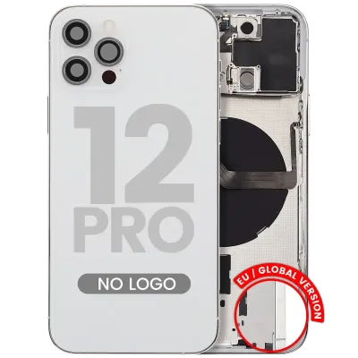 Заднє скло з дрібними деталями для iPhone 12 Pro (EU / Global Version) (Aftermarket Plus) (сріблястий)