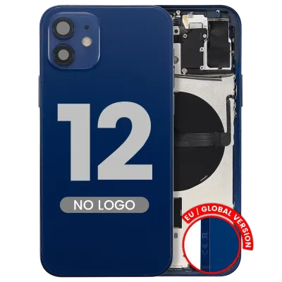 Заднє скло з дрібними деталями для iPhone 12 (EU / Global Version) (Aftermarket Plus) (синій)
